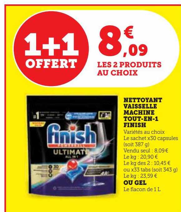 Nettoyant Vaisselle Machine Tout-en-1 Finish Ou Gel