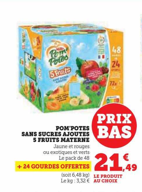 Pom'potes Sans Sucres Ajoutés 5 Fruits Materne