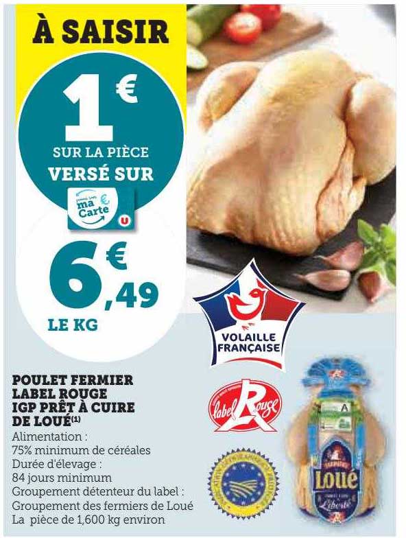 Poulet Fermier Label Rouge Igp Prêt à Cuire De Loué