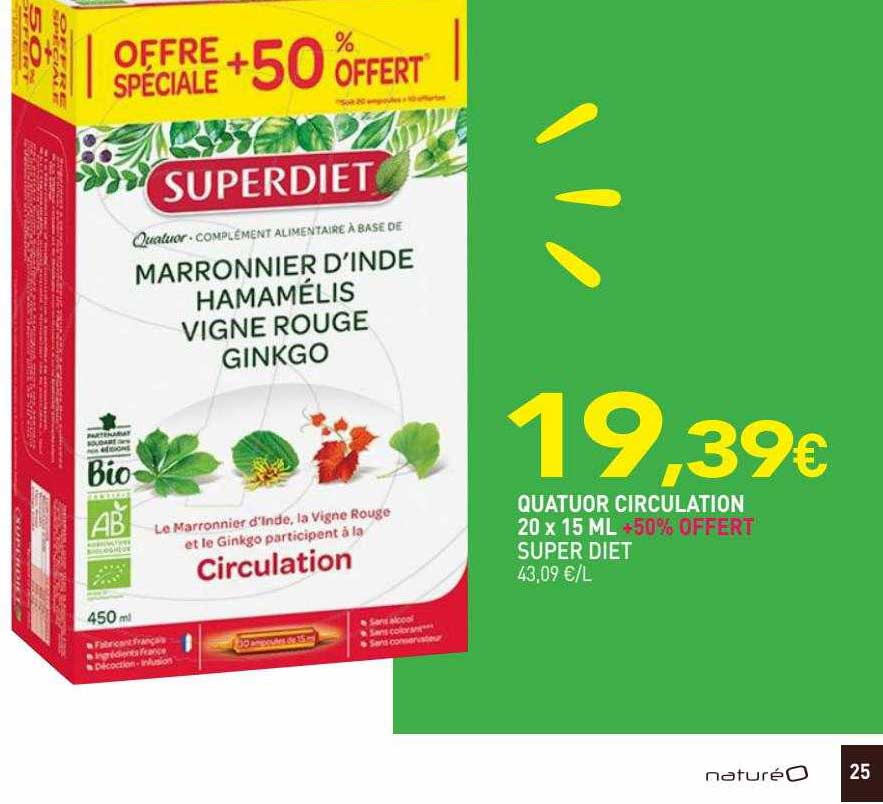 quatuor circulation 20 x 15ml super diet