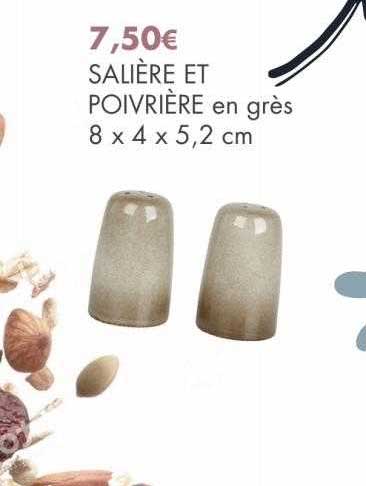salière et poivrière en grès 8 x 4 x 5,2 cm