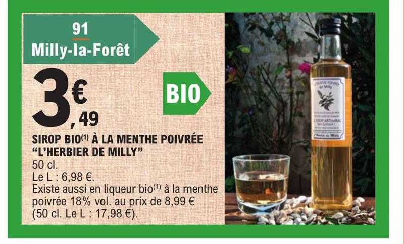 Sirop Bio à La Menthe Poivrée "l'herbier De Milly"