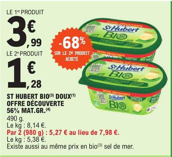 st hubert bio doux offre découverte 56% mat.gr.