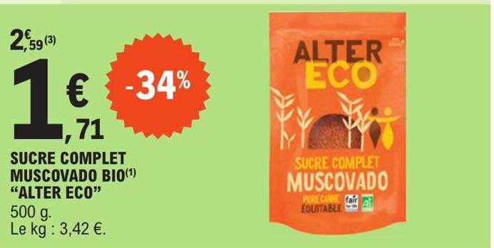 sucre complet muscovado bio "alter éco"