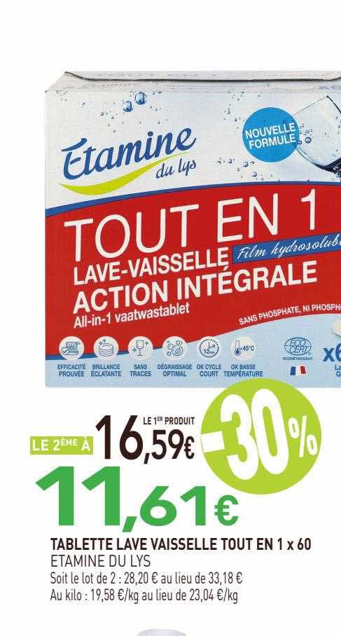 Tablette Lave Vaisselle Tout En 1 X 60 étamine Du Lys