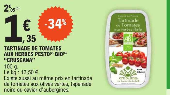 Tartinade De Tomates Aux Herbes Pesto Bio "cruscana"
