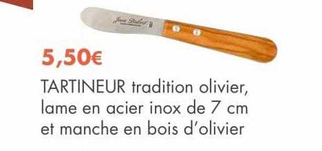 tartineur tradition olivier lame en acier inox de 7 cm et manche en bois d'olivier