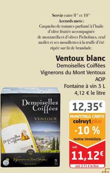 ventoux blanc demoiselles coiffées vignerons du mont ventoux aop
