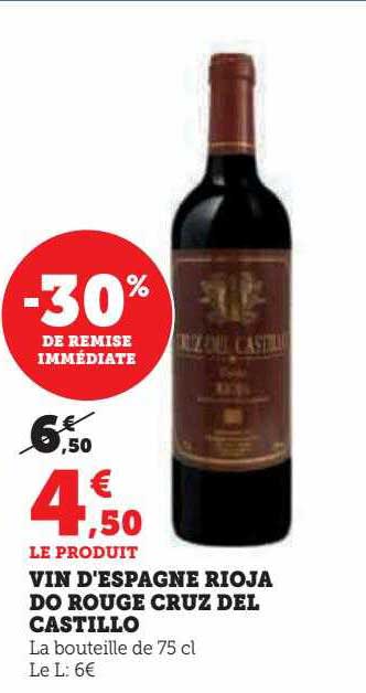 vin d'espagne rioja do rouge cruz del castillo