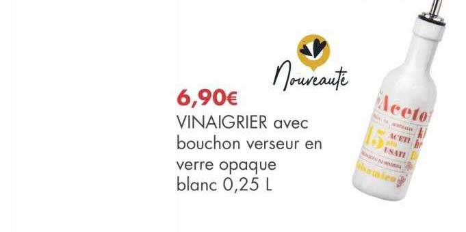 vinaigrier avec bouchon verseur en verre opaque blanc 0,25 l