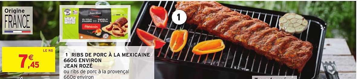 1 ribs de porc à la mexicaine 660g environ jean rozé
