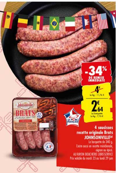 4 Saucisses Recette Originale Brats Johnsonville -34% Remise Immédiate