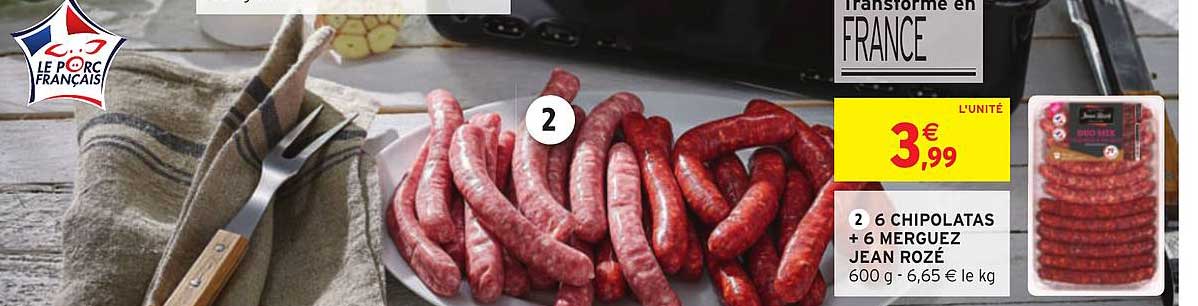 6 chipolatas + 6 merguez jean rozé