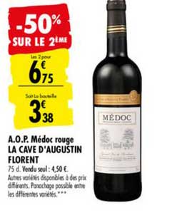a.o.p. médac rouge la cave d'augustin florent -50% sur le 2ème