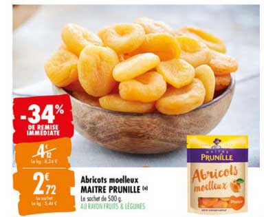 abricots moelleux maitre prunille -34% de remise immédiate