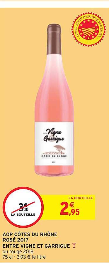 aop côtes du rhône rosé 2017 entre vigne et carrigue