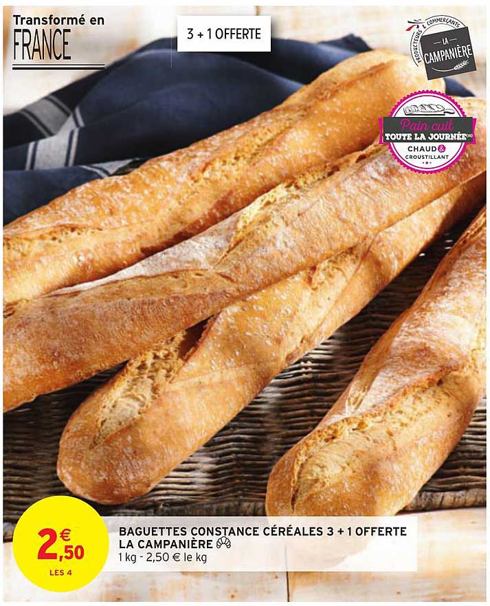 baguettes constance céréales + 1 offerte la campanière