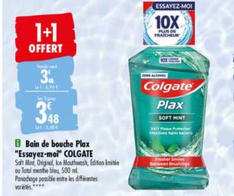 Bain De Bouche Plax Essayez Moi Colgate 1+1 Offert
