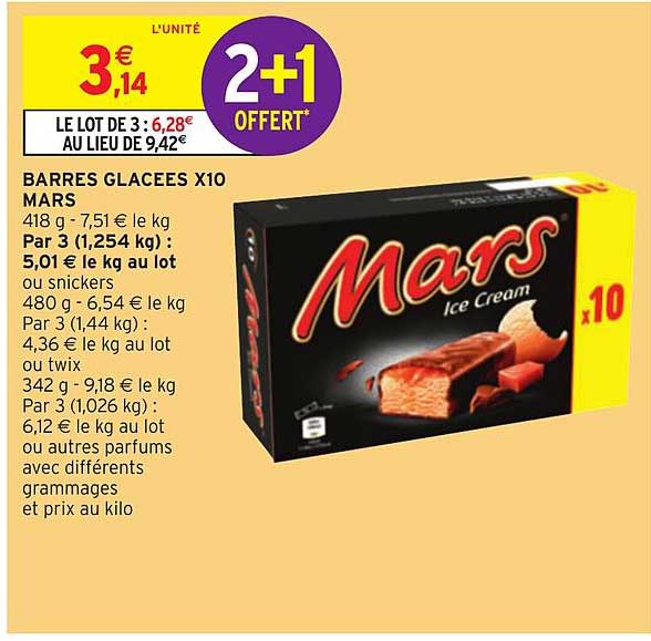 Barres Glacées X10 Mars 2+1 Offert