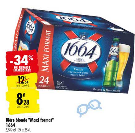 bière blonde maxi format 1664 -34% de remise immédiate