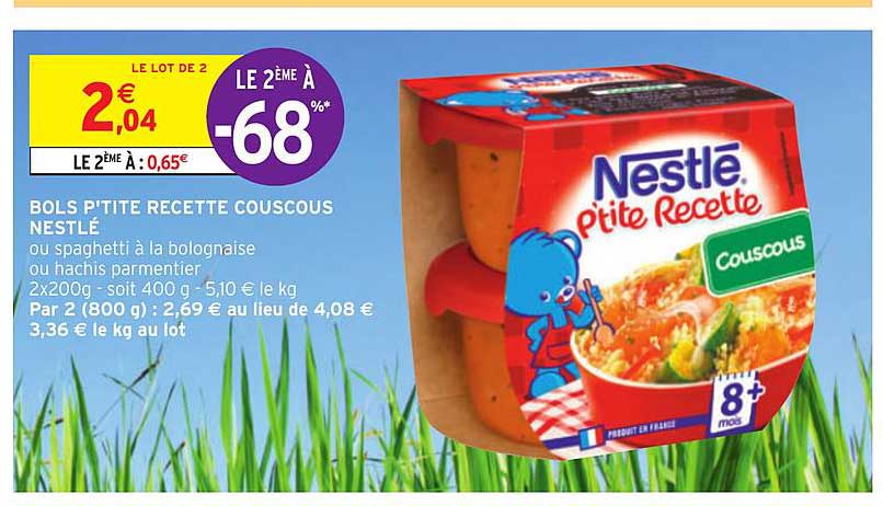 bols p'tite recette couscous nestlé le 2ème à -68%