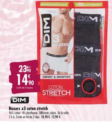 Boxers X3 Coton Stretch Dim