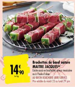 brochettes de bœuf nature maitre jacques