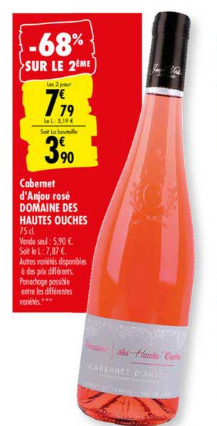 cabernet d'anjou rosé domaine des hautes ouches -68% sur le 2ème