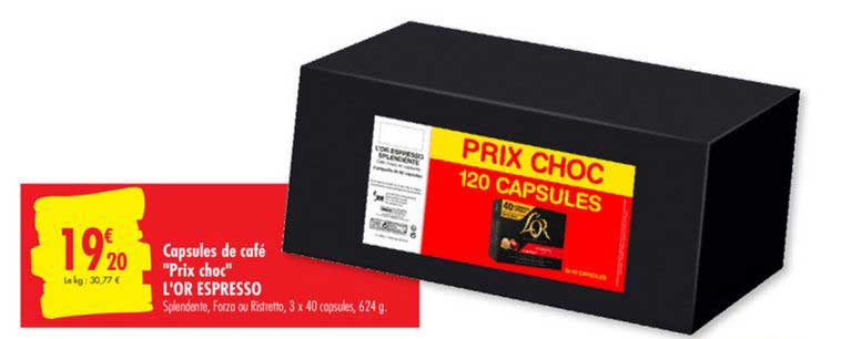 capsules de café prix choc l'or espresso