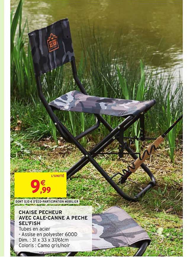 chaise pécheur avec cale canne a pêche sel'fish
