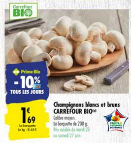 champignons blancs et bruns carrefour bio