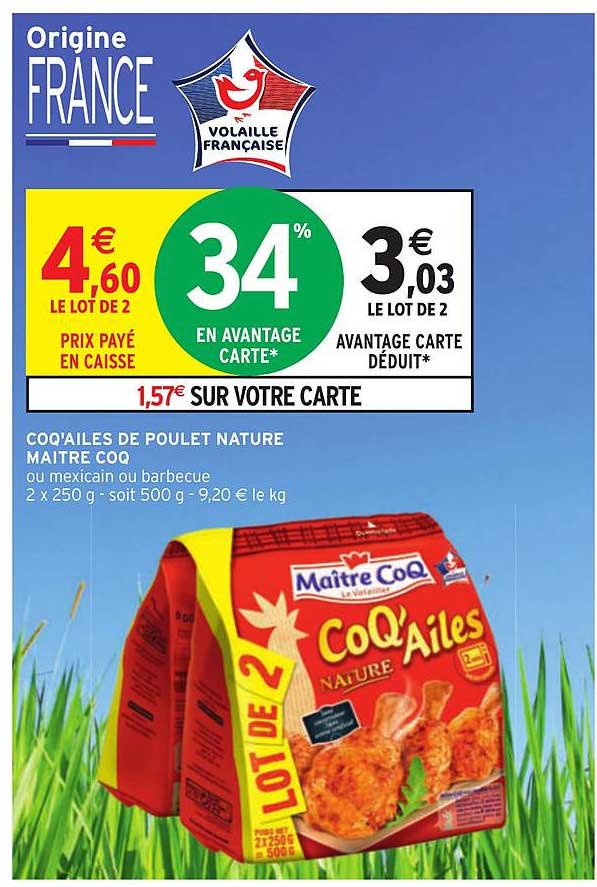 coq'ailes de poulet nature maitre coq