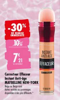 correcteur effaceur instant anti âge maybelline new york -30% de remise immédiate