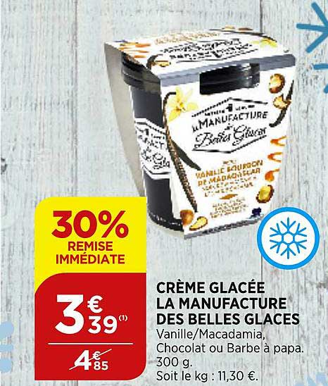 crème glacée la manufacture des belles glaces 30% remise immédiate