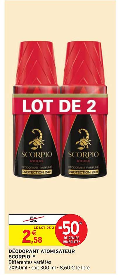 Déodorant Atomisateur Scorpio -50% De Remise Immédiate