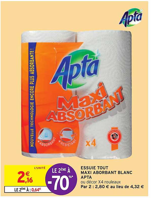essuie tout maxi absorbant blanc apta le 2ème à -70%