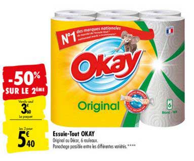 essuie tout okay -50% sur le 2ème