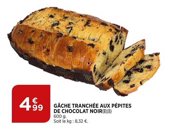 Gâche Tranchée Aux Pépites De Chocolat Noir