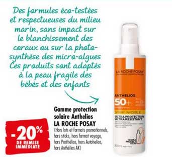 gamme protection solaire anthelios la roche posay -20% de remise immédiate