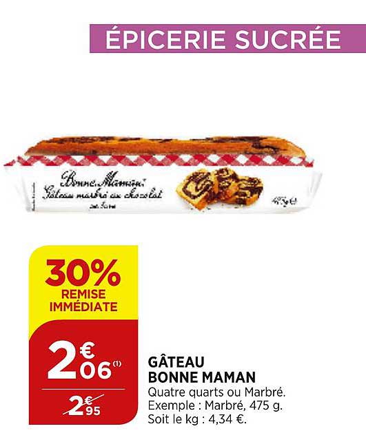 gâteau bonne maman 30% remise immédiate