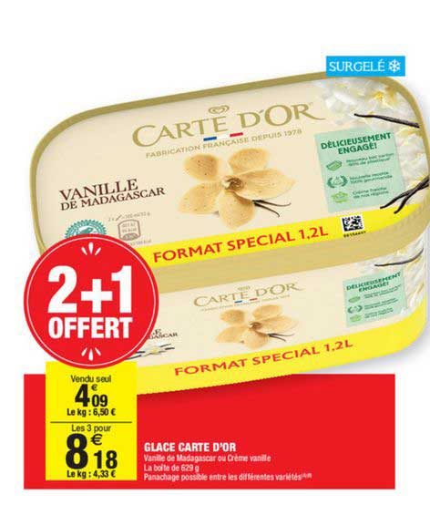 Glace Carte D'or 2+1 Offert