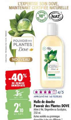 huile de douche pouvoir des plantes dove -40% de remise immédiate