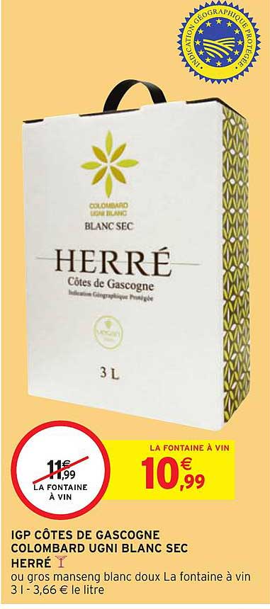 igp côtes de gascogne colombard ugni blanc sec herré