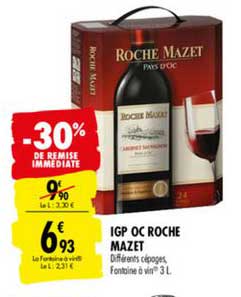 igp oc roche mazet -30% remise immédiate
