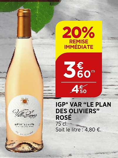 igp var le plan des oliviers rosé 20% remise immédiate