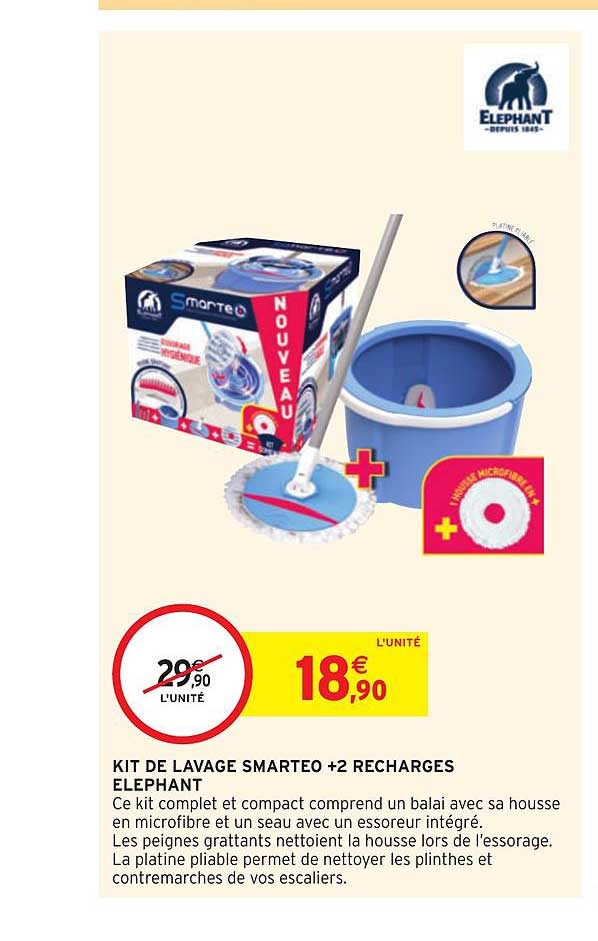 Kit De Lavage Smarteo +2 Recharges Elephant