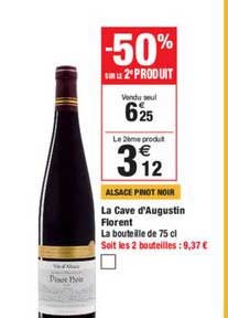 la cave d'augustin florent alsace pinot noir -50% sur le 2e produit
