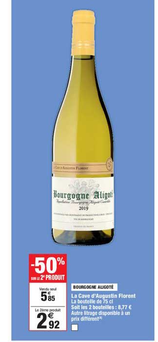 la cave d'augustin florent bourgogne aligoté -50% sur le 2e produit