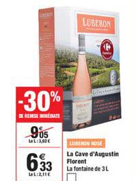 la cave d'augustin florent luberon rosé -30% remise immédiate
