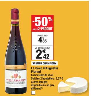la cave d'augustin florent saumur champigny -50% sur le 2e produit